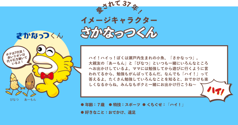 愛されて37年！イメージキャラクターのさかなっつくん